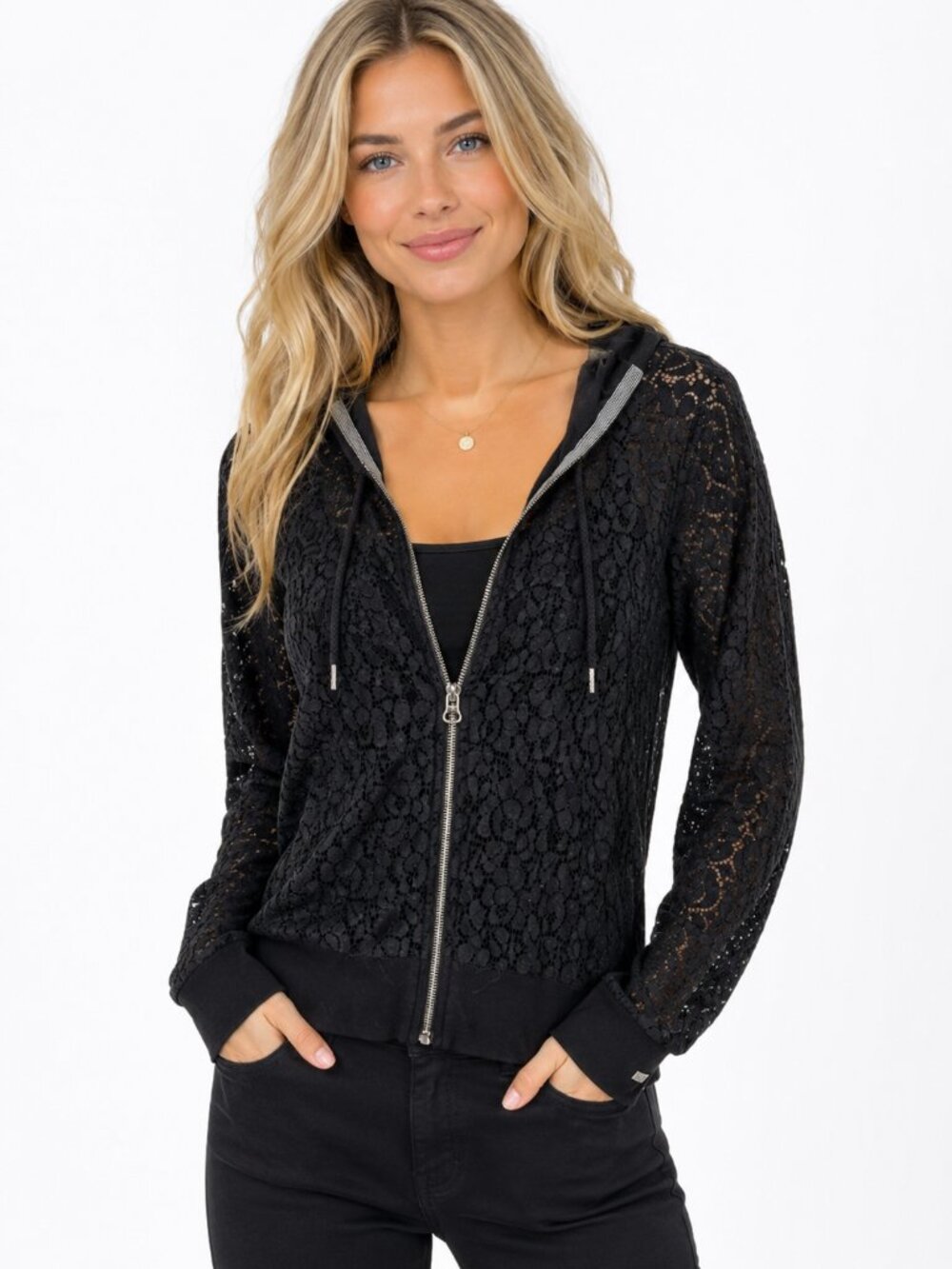 Harley Davidson Lace Hoodie Full Zip Jacket Women's Size 1W 18 20 Black - Picture 1 of 10